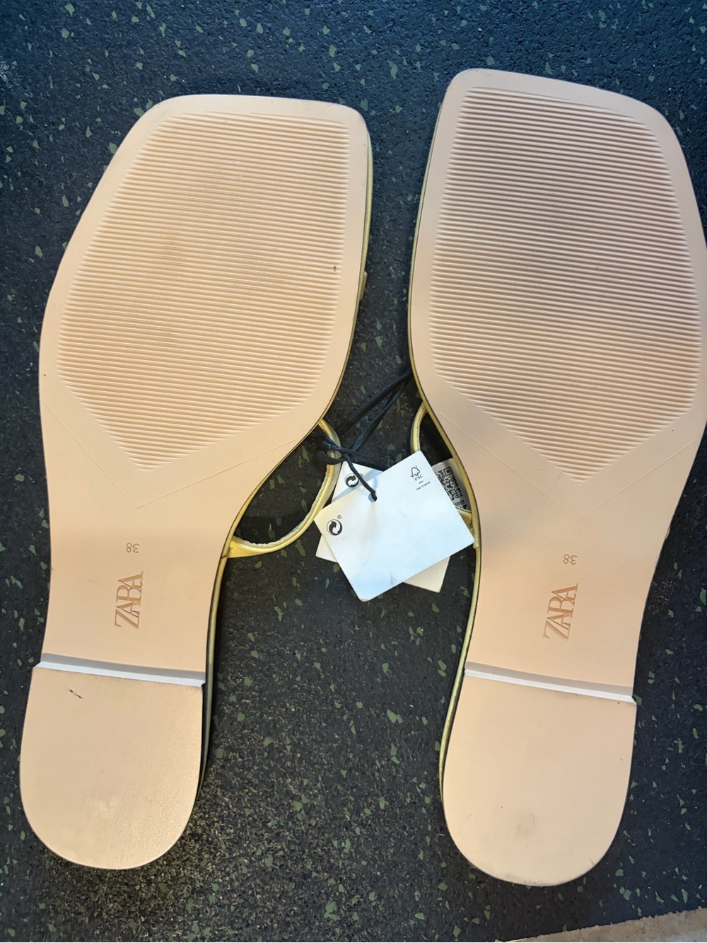 Zara Cream Strappy Square-Toe Double Strap Slide Sandals 38 - Picture 2 of 2